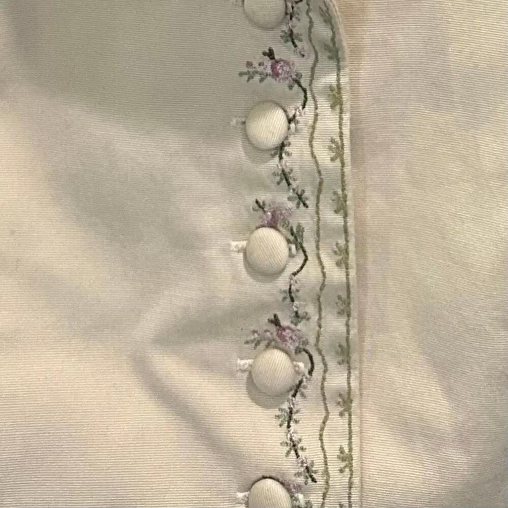 Lauren Ralph Lauren 90s Embroidered Fitted Vest Linen Cotton Medium